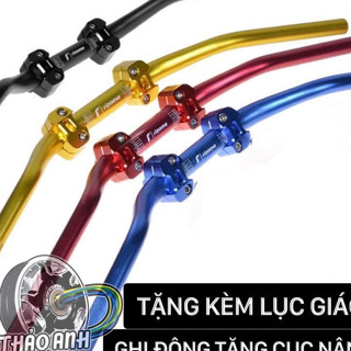 Combo Ghi đông Trung Quốc Rizoma 28mm khoan lỗ sẵn + cục nâng( tặng lục giác)