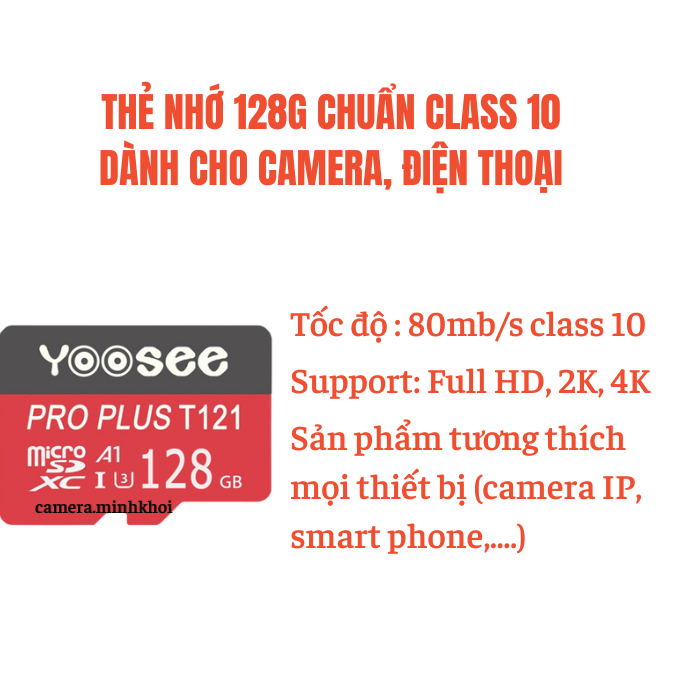 Thẻ Nhớ 128G Chuẩn dành cho camera, điện thoại