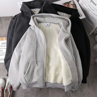  Áo Khoác Hoodie Zip Lót Lông Cừu Cực Dày Dặn - Áo Khoác Nỉ Bông Cao Cấp Form Dáng Unisex Nam Nữ Cực Hotrrend 2024 