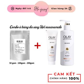 COMBO tắm trắng da dưỡng thể Olay + Bột tinh chất Niacinamide Vitamin B3 dưỡng trắng và làm sáng da túi 50/100/200gr