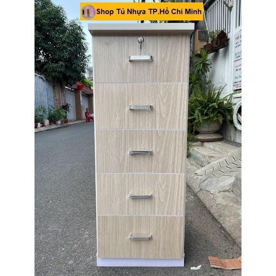 Tủ, Kệ Đầu Giường Nhựa Đài Loan Cao 108cm Ngang 42cm Sâu 42cm Màu Xoan Đào A005