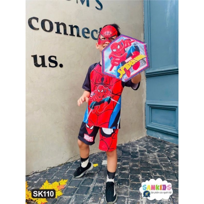 Bộ quần áo người nhện kèm khiên và mặt nạ size đến 30kg