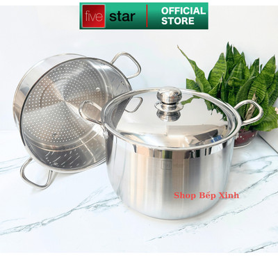 Bộ nồi xửng hấp 3 đáy inox 430 cao cấp FiveStar Standard nắp inox size 32cm dung tích 15 lít , dùng được mọi bếp
