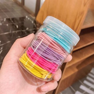 Set 100 Dây Thun Cột Tóc Đơn Giản, Thun cột tóc có hộp đựng
