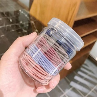 Set 100 Dây Thun Cột Tóc Đơn Giản, Thun cột tóc có hộp đựng