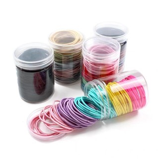 Set 100 Dây Thun Cột Tóc Đơn Giản, Thun cột tóc có hộp đựng