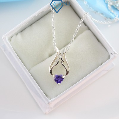 Dây chuyền bạc nữ hình đôi cánh thiên thần đính đá tím DCN0200 - Trang Sức TNJ