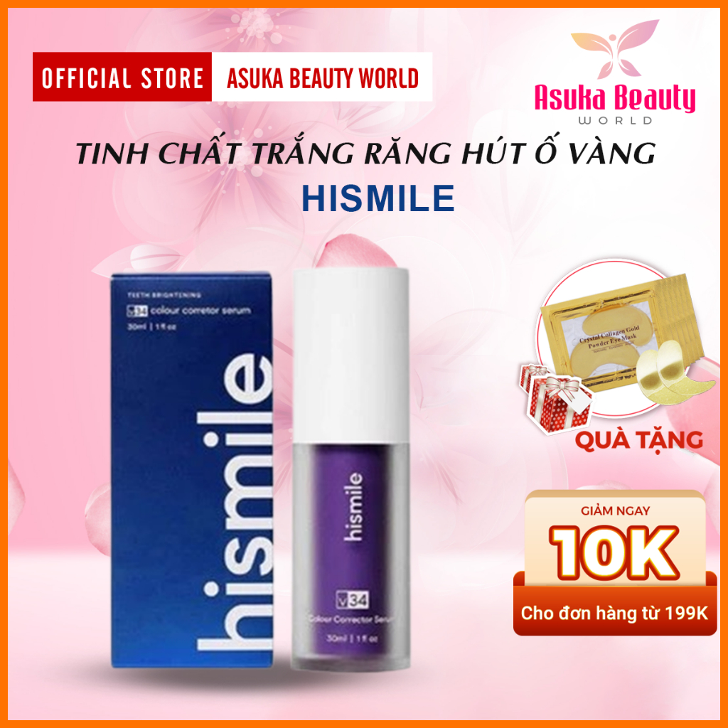 Tinh Chất Trăng Răng Hissmile V34 Tẩy Ố Vàng, Loại Bỏ Cao Răng, Giữ Hơi Thở Thơm Mát, Ngăn Mùi Hôi Miệng Hissmile V34