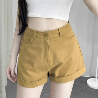 Quần short nữ cạp cao vải kaki cotton gián , quần đùi nữ ngắn gập gấu phong cách thời trang hàn quốc