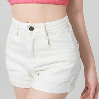 Quần short nữ cạp cao vải kaki cotton gián , quần đùi nữ ngắn gập gấu phong cách thời trang hàn quốc
