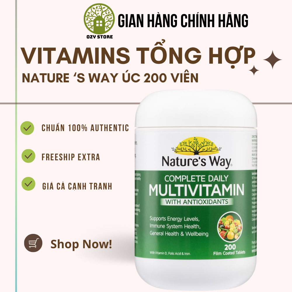 Vitamins tổng hợp và tảo biển Nature's way Complete Daily Multivitamin 200 viên - Ozy Store