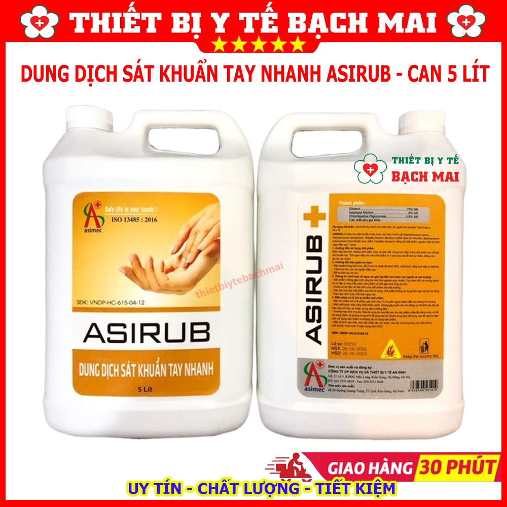  Nước Rửa Tay Khô Sát Khuẩn ASIRUB - Can 5 Lít  HÀNG CHÍNH HÃNG  