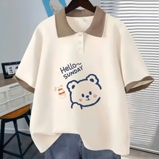 Áo Polo Bé Gái Fom Rộng In Pet Hình Siêu Cute Vải Poly Cá Sấu Dày Dặn Co Giãn Tốt Lên Fom Đẹp Cho Bé 25-50kg ( Mã 02 )