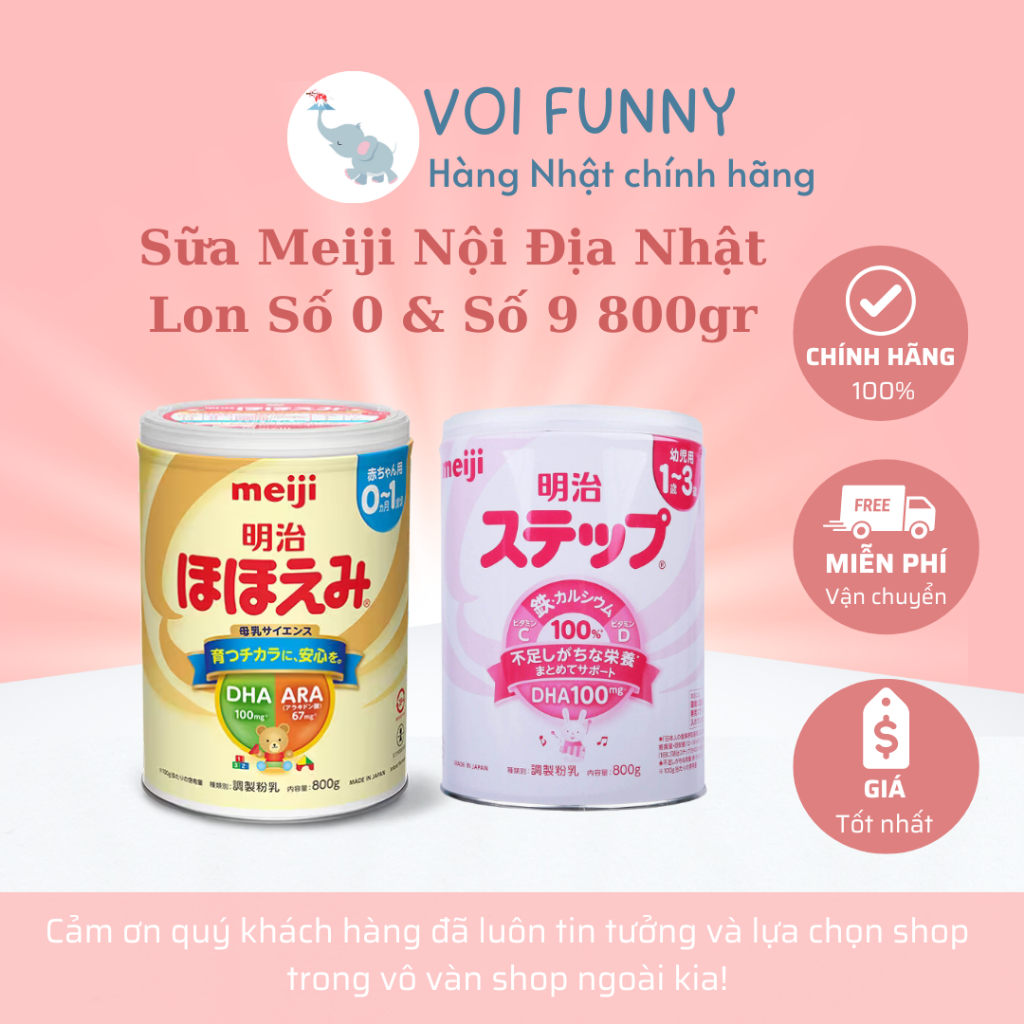 [CHÍNH HÃNG] - COMBO 2 lon Sữa dinh dưỡng bổ sung Meiji lon số 0 số 9 nội địa Nhật Bản 800g date 2026