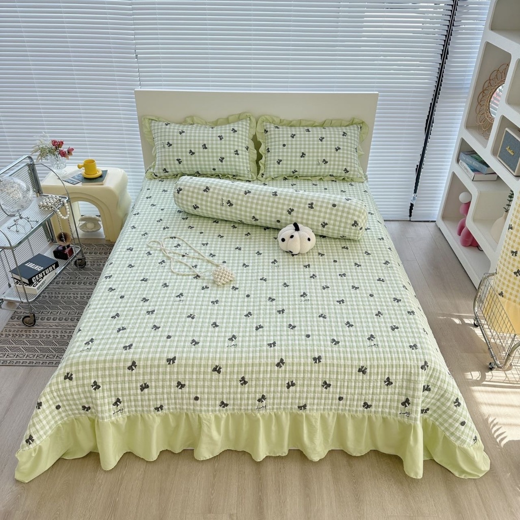 (Hàng nhập)Chiếu Cotton Đũi Viền Bèo Thương Hiệu điều hoà chiếu điều hòa đũi  đa năng cao cấp m6 m8 