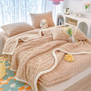Set 4 Món Ga Vỏ Gối Nỉ Tim Đơn Sắc Kèm Chăn Lông Thỏ Mềm Mịn Cùng Màu Đệm Dưới 25 Phân