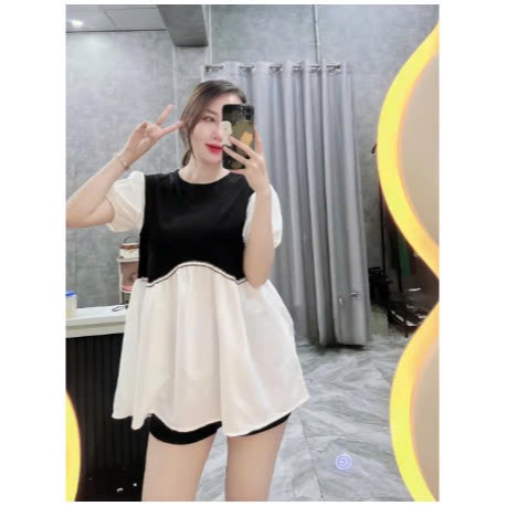 áo bầu baybidoll ,dáng xoè chất cotton pha lụa thái