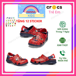 Dép Cross Người nhện đỏ Spiderman cho bé trai trẻ em Sục Cros HannaKids giày xục Croc Classic Clog Kid Đủ Size Tuổi