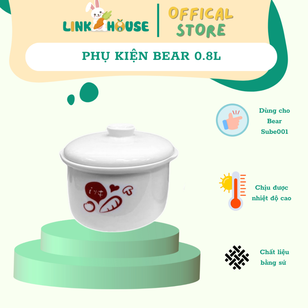 [rẻ vô địch] nắp sứ, nồi sứ, thố sứ nồi bear, phụ kiện thay thế của nồi nấu cháo chậm bear 0,8l