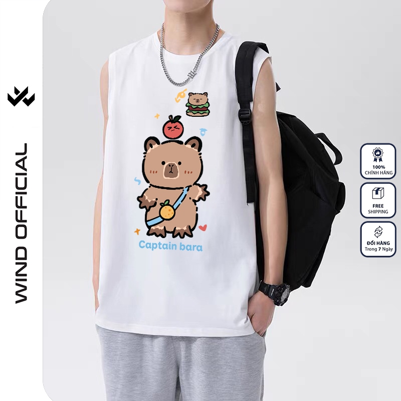 Áo ba lỗ unisex WIND form rộng sát nách CAPYBARA TÁO tanktop thời trang nam nữ oversize