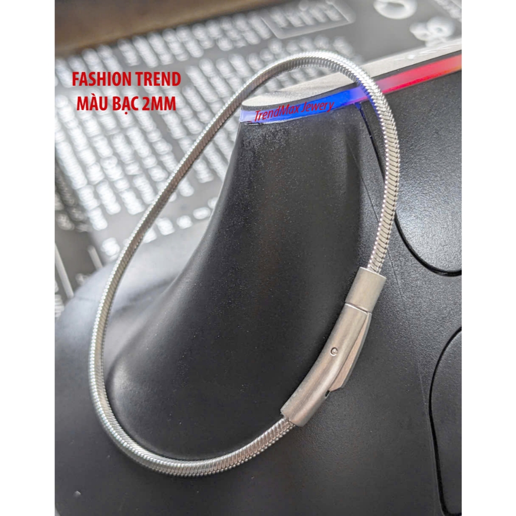 Dây Chuyền Thời Trang 2mm Titan Khóa Bạc -Lắc Tay Nam Nữ  2mm