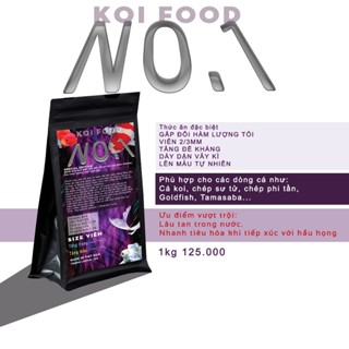 Cám cá cảnh No.1 size hạt 2-3mm cho hồ kính nuôi cá vàng, chép sư tử, phi tần, chép koi đóng trong túi zip 1000gr 500gr