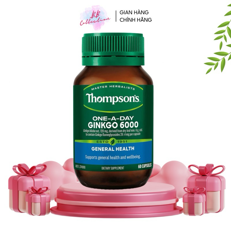 Bổ não Ginkgo Biloba 6000mg Thompson's 60 Viên