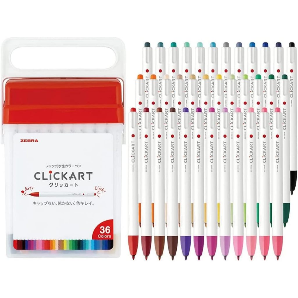 Bút dạ gốc nước ZEBRA Clickart 36 màu đựng trong hộp WYSS22-36C-N