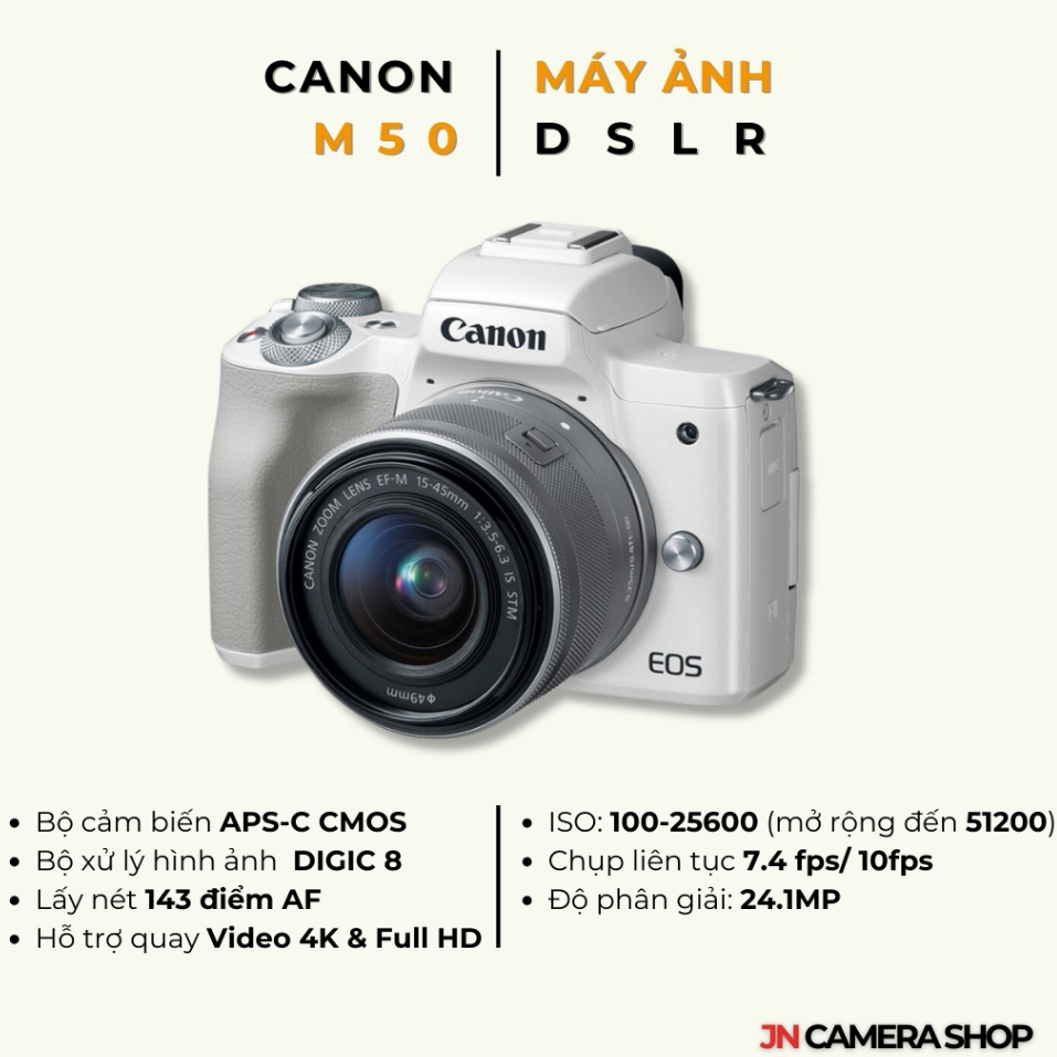 Bộ máy ảnh Canon EOS M50 kèm ống kính Canon M15-45mm | BigBuy360 - bigbuy360.vn