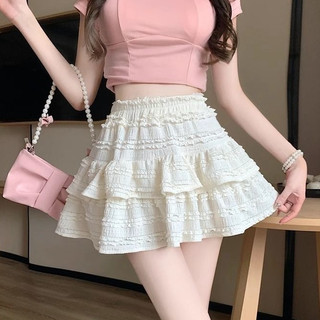 Chân Váy Ngắn Xếp Ly Váy Ngắn Vải Ren Eo Thun Phong Cách Hàn Quốc Năng Động Mùa Hè NEW17