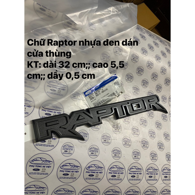 Logo Raptor , tem raptor 3d , chữ Raptor nhựa đen dán cửa thùng sau xe bán tải Ford Raptor