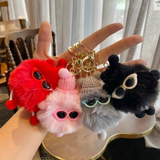 Móc Khóa Búp Bê Lông Thỏ Siêu Mịn