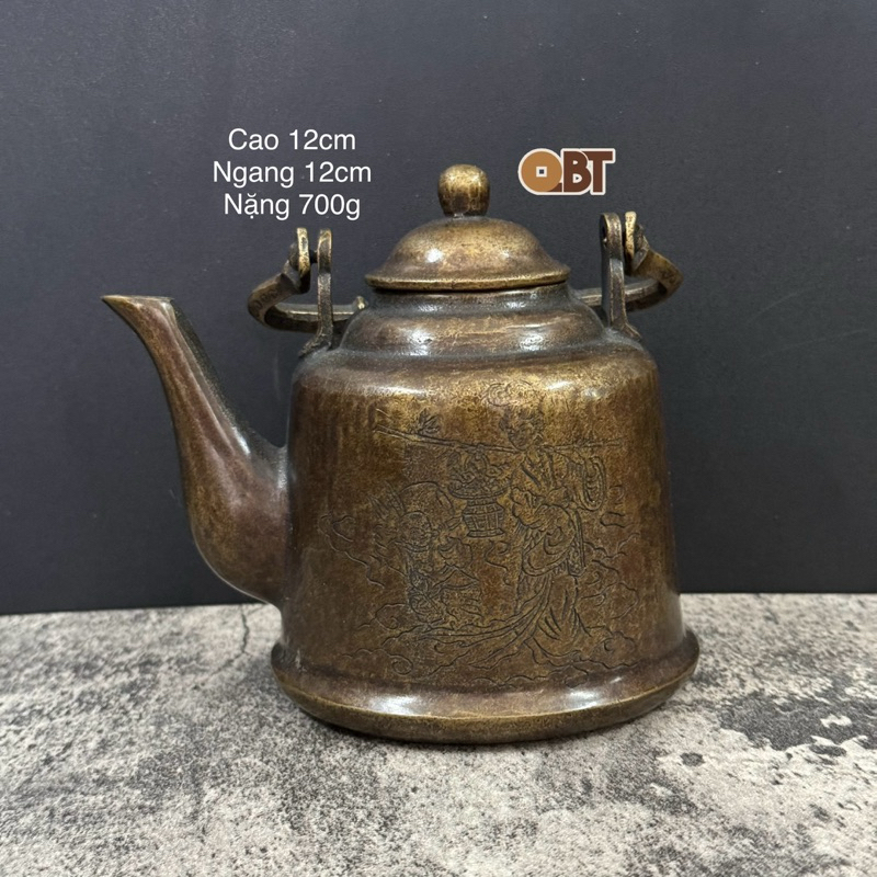 Ấm trà ( có quai sách ) bằng đồng phong thuỷ