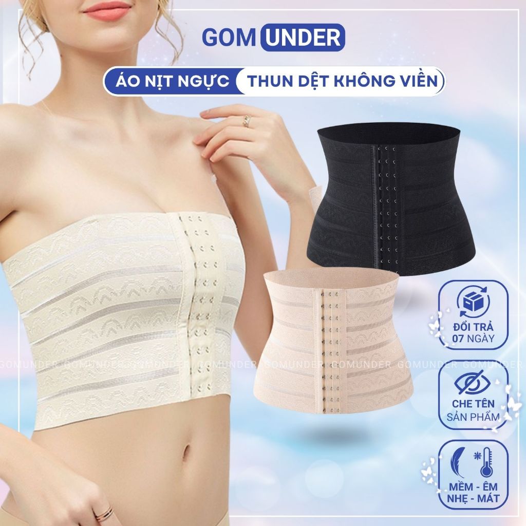 Áo nịt ngực tomboy thun dệt GOM UNDER, nịt ngực bản to 20cm không viền ôm ngực thoải mái chống cuộn 