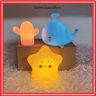 Đèn Ngủ Hình Cây Xương Rồng, Cá Voi, Ngôi Sao, Con Heo, Con Thỏ Để Bàn Trang Trí Phòng Cute Hot tiktok tiemcuacaheo