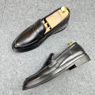 { Hàng Mới } Giày Penny Loafer - Giày Lười Da Nam Đế 2 Tầng Cao 4cm - Giày Tây Lười Nam -  Đế Cao Su - Bảo Hành 12 Tháng
