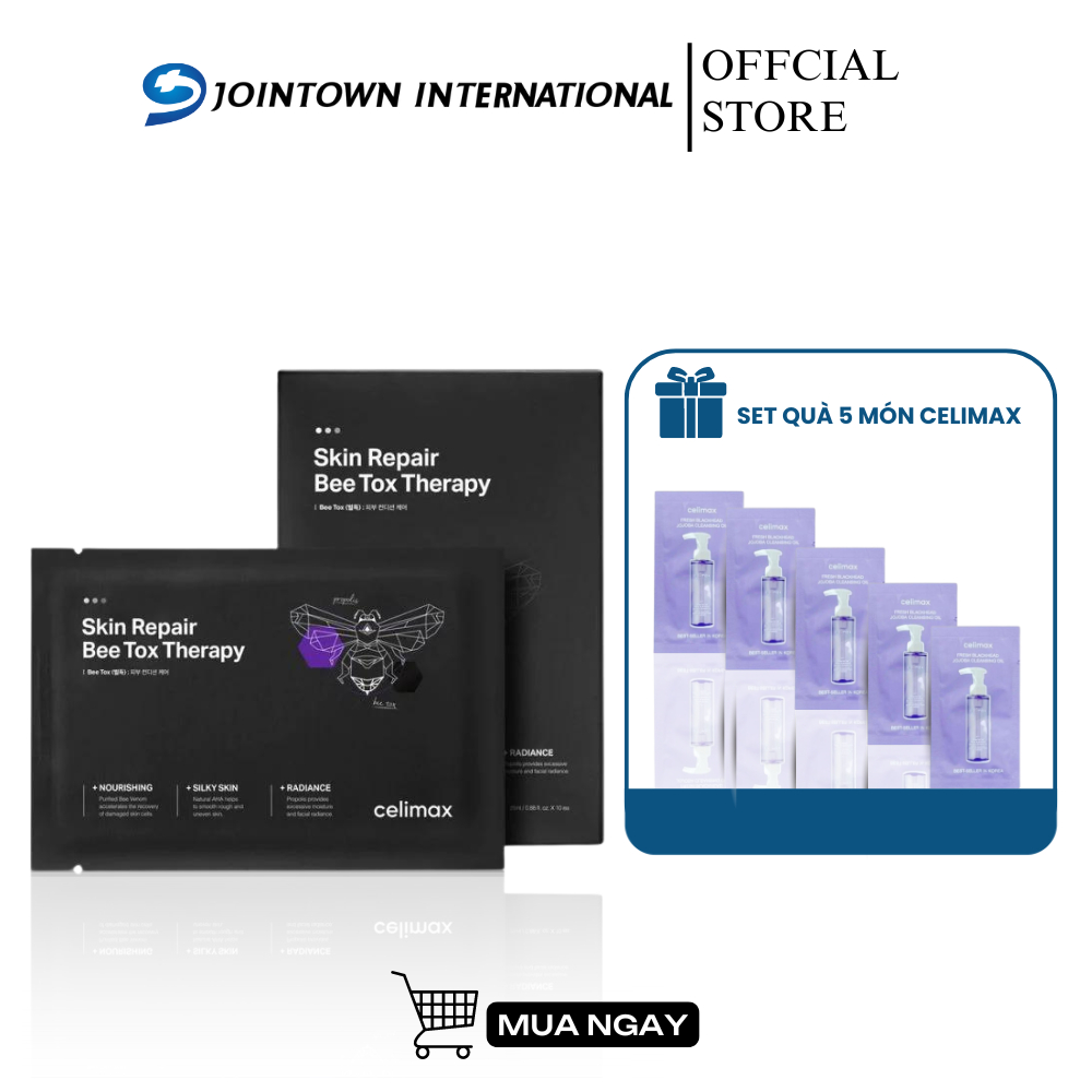 Mặt Nạ Tinh Chất AHA và Bee Venom Skin Repair Bee Tox Therapy CELIMAX - 10ea/set