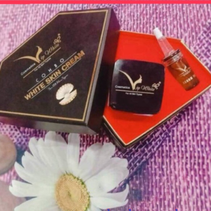 Bộ Kem Dưỡng Trắng Da Mặt Face White skin cream Vip White kèm serum dưỡng trắng da mặt Vip White