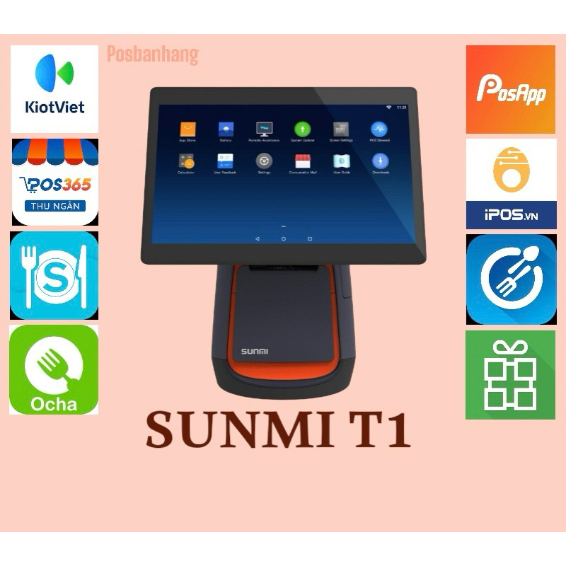  Máy Pos SUNMI T1 quản lý bán hàng in bill Sapofnb,Pos365,Kiot.... 