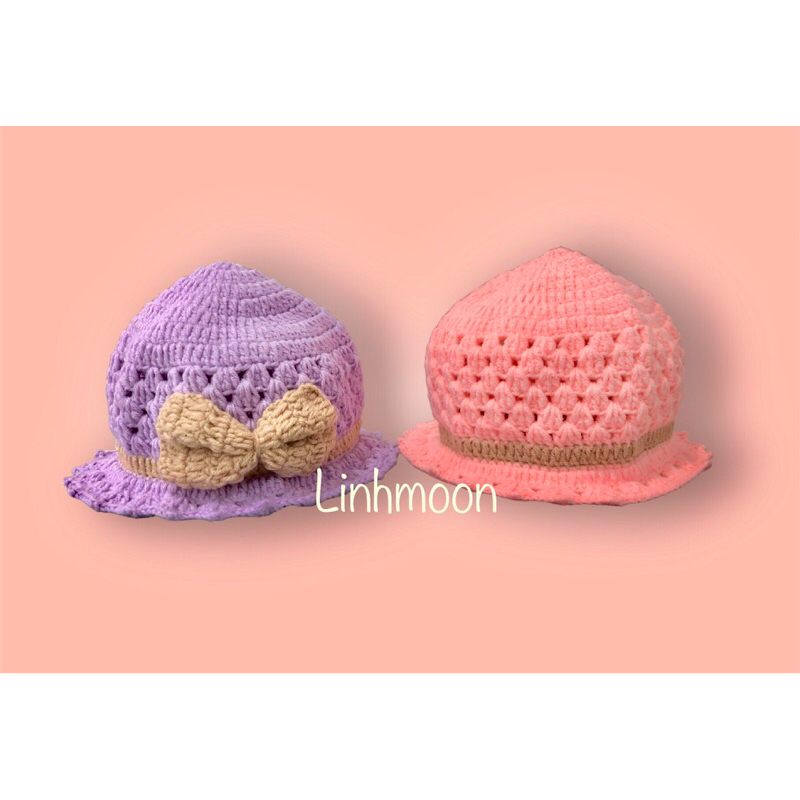 Nón, mũ len cho bé gái size từ 0-36 tháng