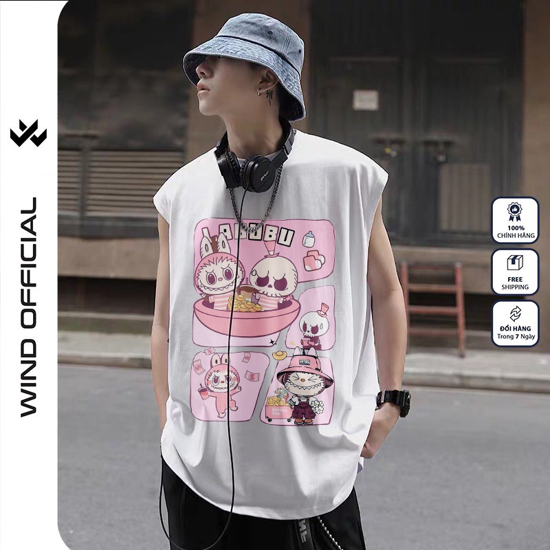 Áo ba lỗ unisex WIND form rộng sát nách LABUBU 2024tanktop thời trang nam nữ oversize
