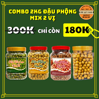 Combo 2Kg Đậu Mix 4 Vị [500g Đậu Phộng Tỏi Ớt + 500g Đậu Phộng Cốt Dừa + 500g Đậu Hà Lan Tỏi Ớt + 500g  Da Cá Tỏi ớt ]