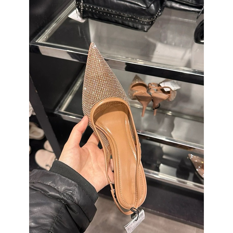 Giày ZR mũi nhọn đính đá hạt lấp lánh dáng (FORM TO)slingback fullbox, tag | BigBuy360 - bigbuy360.vn