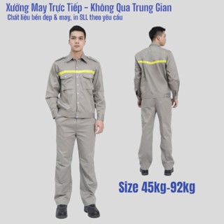 Đồ Bảo Hộ Lao Động, Đồng Phục Bảo Hộ Lao Động Màu Ghi Xám Phối Phản Quang DN03