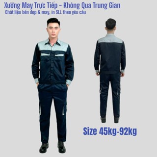 Quần Áo Bảo Hộ Lao Động Ghi Phối Xanh, Đồ Công Nhân, Đồng Phục BHLĐ Nam Nữ Mặc Đều Được DN16