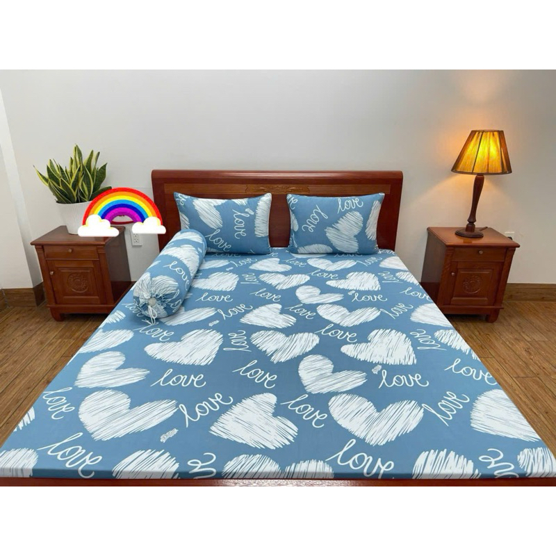 Bộ ga giường thun lạnh Hàn Quốc 4 món nệm 3-25cm (xem mô tả )