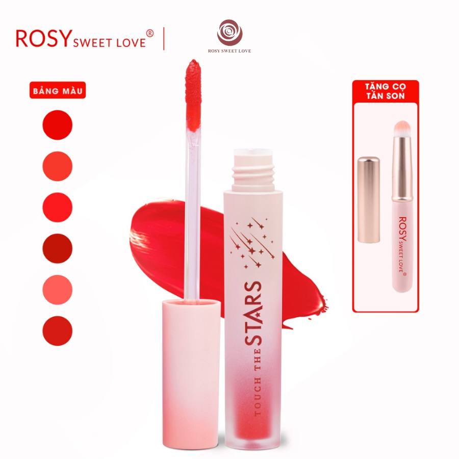 Son Touch The Stars Thương Hiệu Rosy Sweet Love Dạng Kem Lì Chính Hãng Màu Cam Đỏ