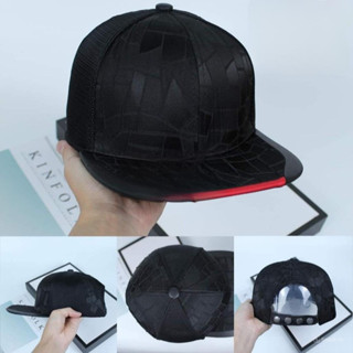  Mũ nón  SNAPBACK hoạ tiết vân lưới phối da phong cách hiphop nam tính Nón lưỡi trai nam cá tính năng động 
