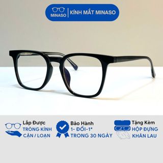 Kính gọng cận cốt kim loại cao cấp nữ nam mắt kính không độ chống ánh sáng xanh tia UV thời trang đẹp giá rẻ MINASO 131