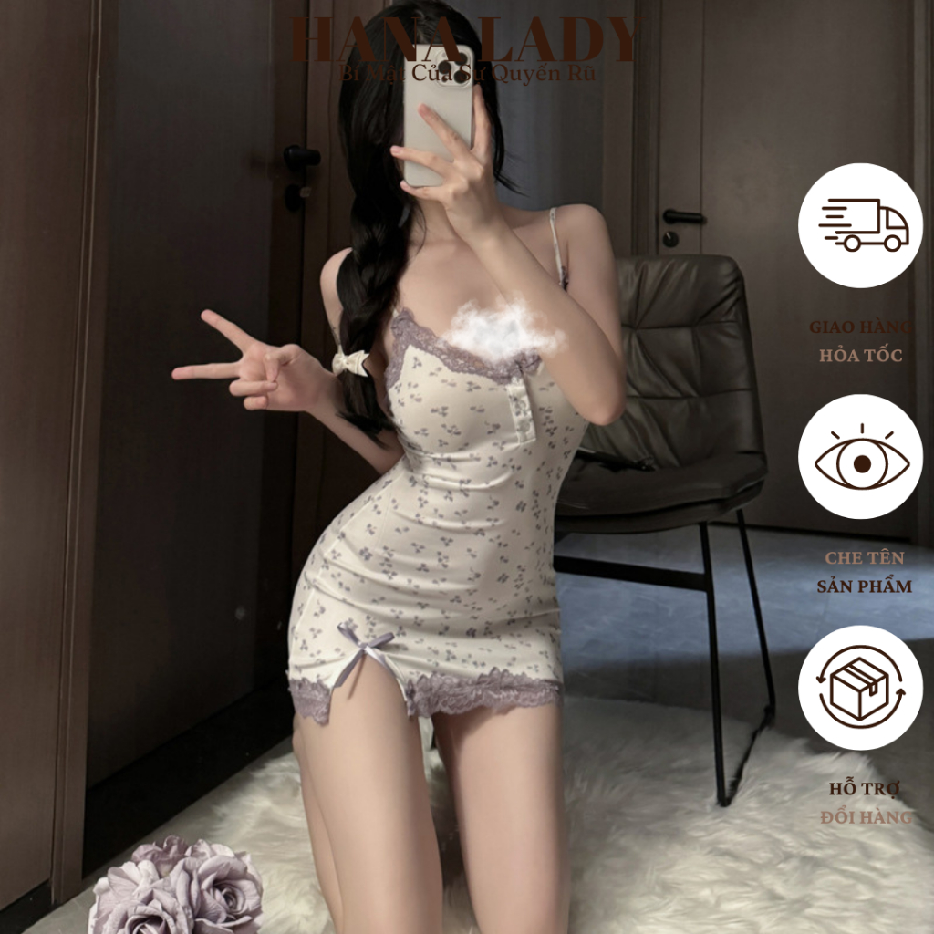 Váy Body Hoa Nhí - Đầm Ngủ Phối Ren Gợi Cảm Phong Cách Y2K | BigBuy360 - bigbuy360.vn